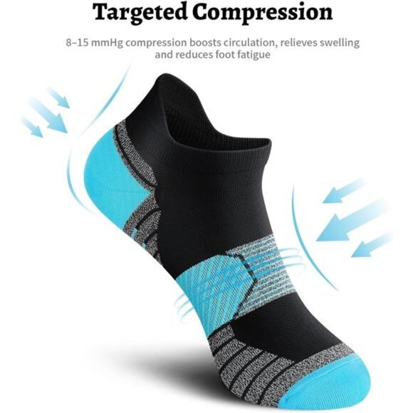 Compression Running Socks Women (6 Pairs), Ankle Athletic Socks Low Cut - Picture 3 of 16